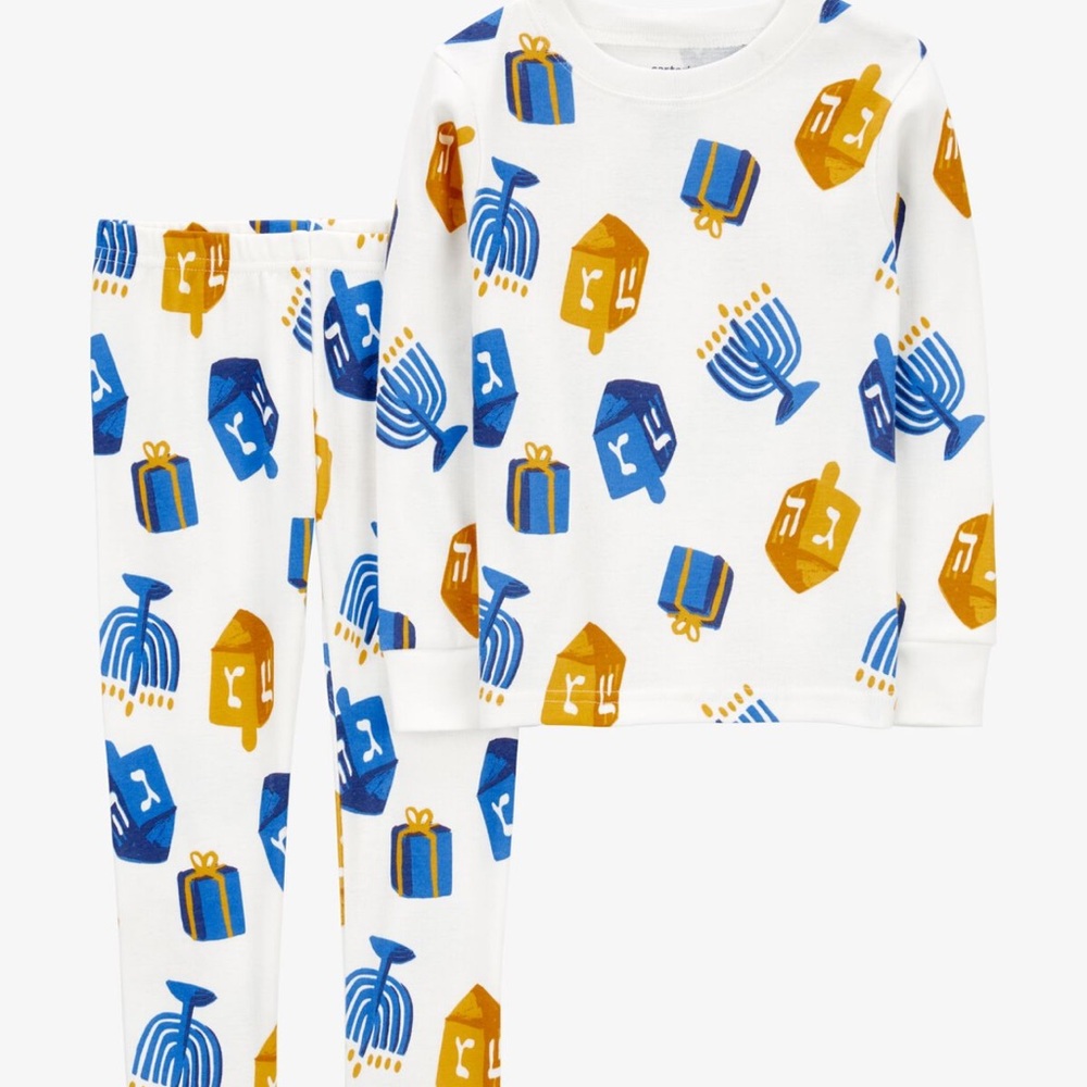 Carter's Festive Pajama Set - White, Blue, and Gold